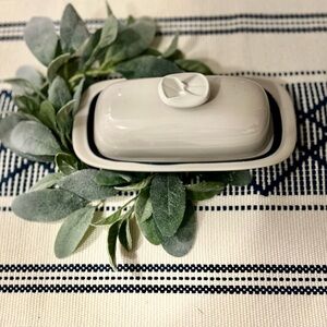 Vintage Independence Stoneware‎ Elegant Slate Gray and Navy Blue Butter Dish